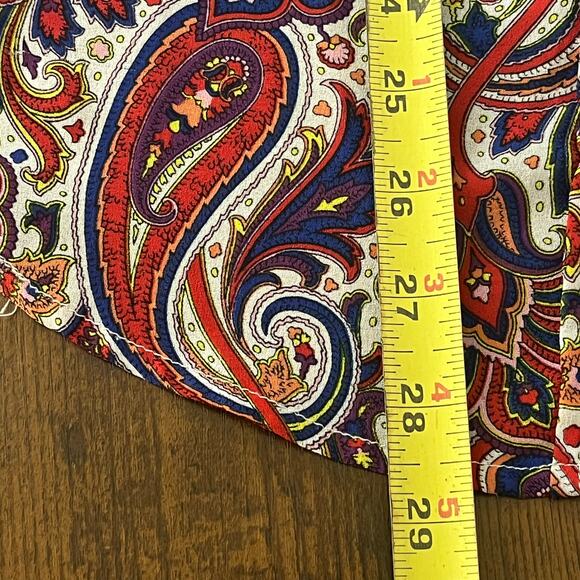 Liz Claiborne Button Front Red & Blue Paisley Long Sleeve Blouse Size Small - Picture 6 of 6